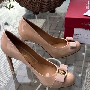 Salvatore Ferragamo Blush Patent Leather Heels
